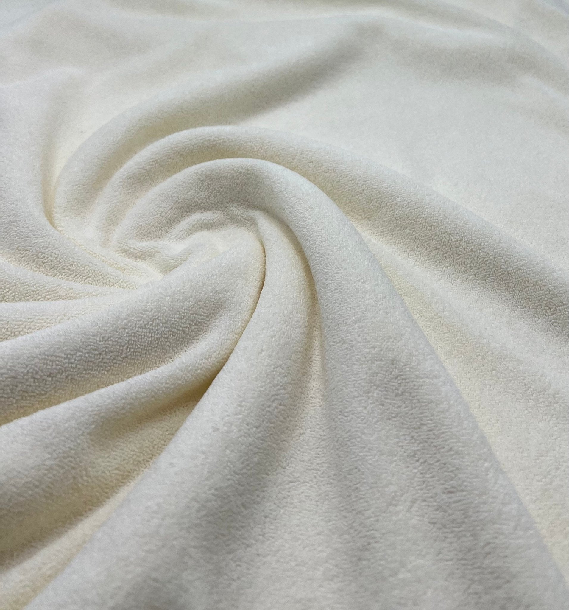 Cream Terry Towelling Polyester Stretch Dress Craft Fabric - T9 Fabrics